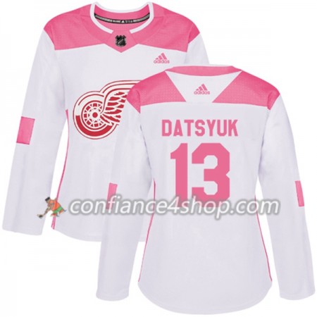 Adidas Maillot de Hockey Detroit Red Wings Pavel Datsyuk 13 2017-2018 Blanc Rose Fashion Authentic - Femme